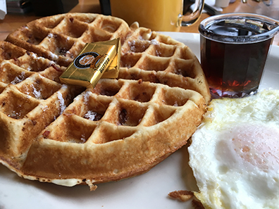 A waffle with bacon cooked into it. Your prayers have been answered.