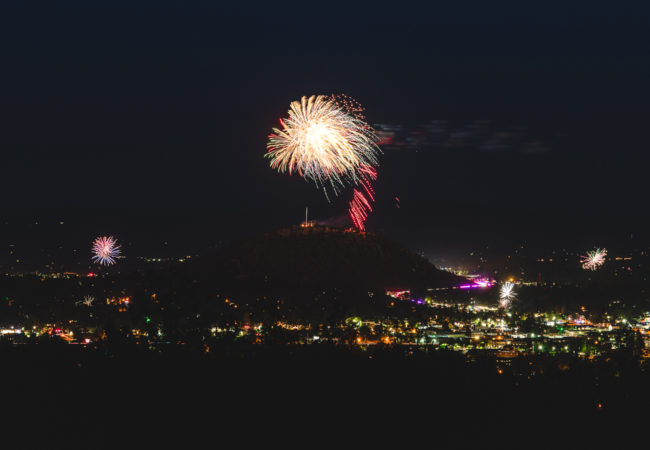Bend Oregon July 4 Fireworks on Pilot Butte