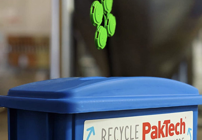 Recycle PakTech can carriers at the Bend Visitor Center in Bend, OR